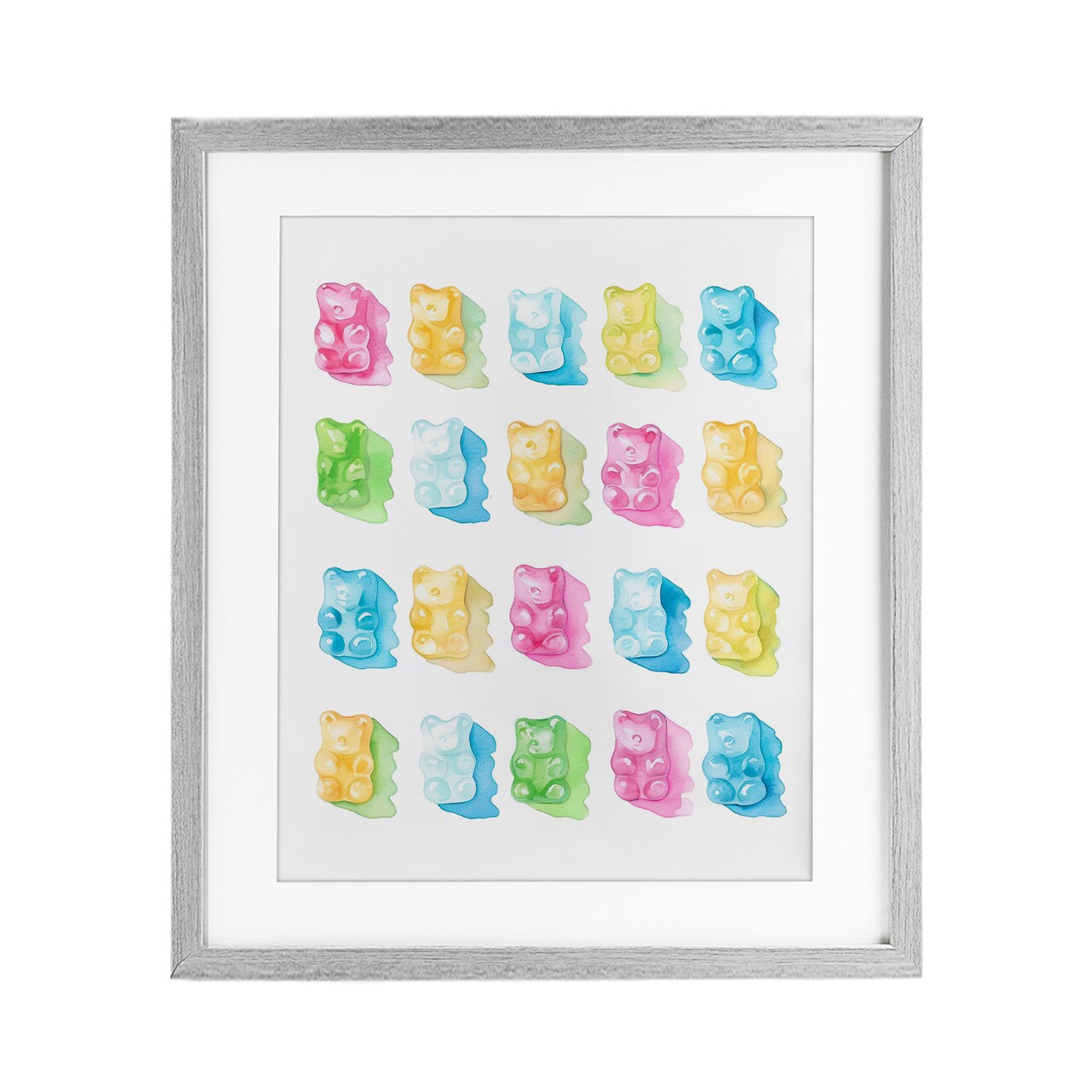 Stupell Industries Pastel Candy Bears Collection Framed Print Under Glass, design by Lil' Rue